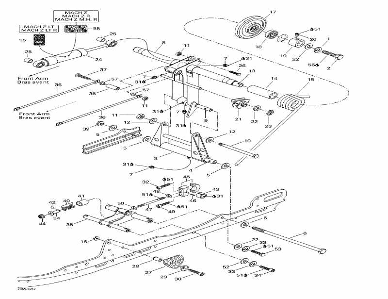 snowmobile  Mach Z, 1999 - Rear Arm, Rear Suspension