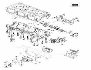 01-  ,  ,   (809) (01- Crankcase, Reed Valve, Water Pump (809))