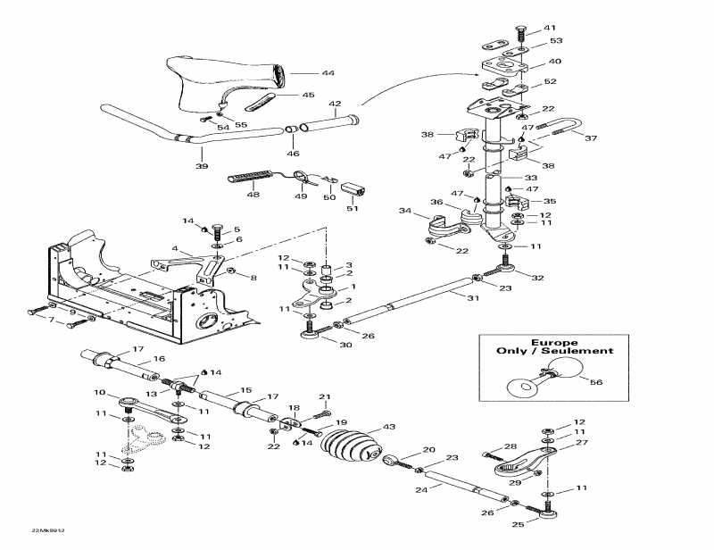 snowmobile Ski-doo  Mach Z M.H.R, 1999 - Steering System