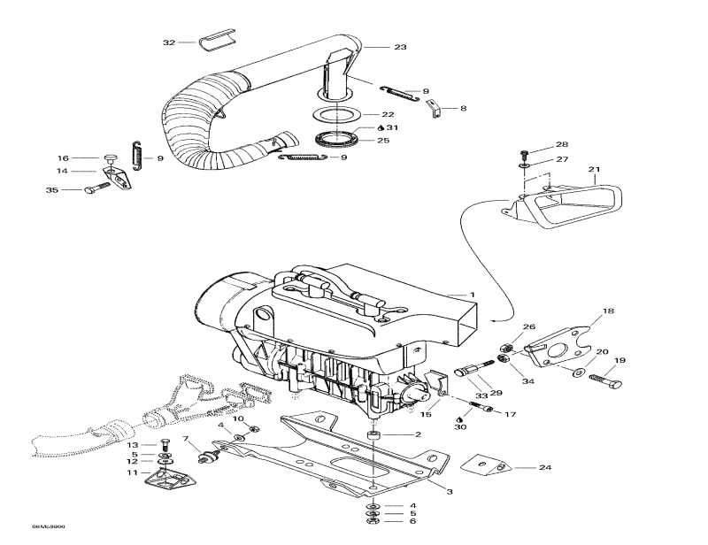 snowmobile Skidoo - Engine Support And Muffler