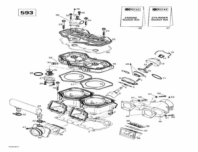 snowmobile BRP MX Z 600, 1999 - Cylinder, Exhaust Manifold, Reed Valve (593)