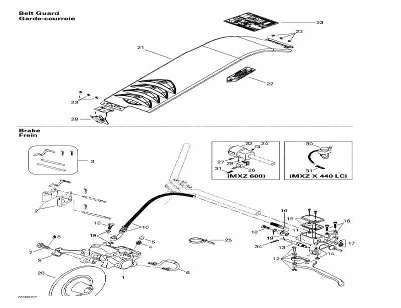    MX Z 600, 1999 - Hydraulic Brake And Belt Guard