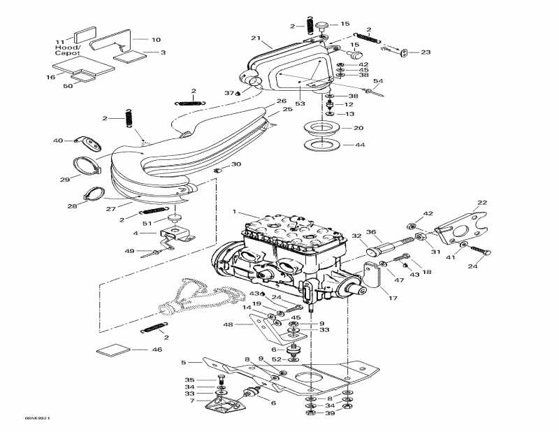  Skidoo  MX Z 670 HO T.H., 1999 - Engine Support And Muffler