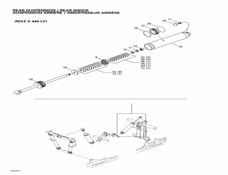 MX Z X 400 LC, 1999  - Rear Take Apart Shocks 2 (mx Z X 440 Lc)