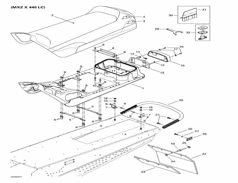  BRP SkiDoo MX Z X 400 LC, 1999 - Seat And Accessories (mx Z X 440 Lc)