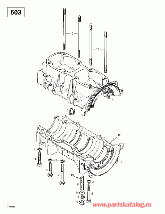 Ski Doo ������ Skandic 380/500, 1999 - Crankcase (503)