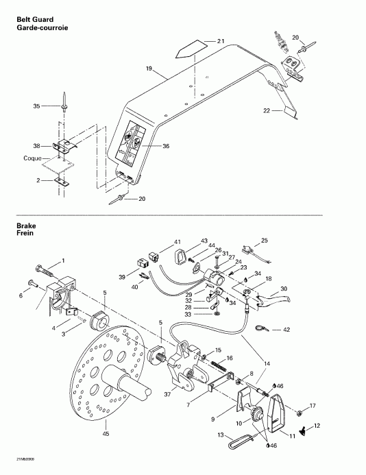  SkiDoo  Skandic 380/500, 1999 - Mechanic Brake And Belt Guard