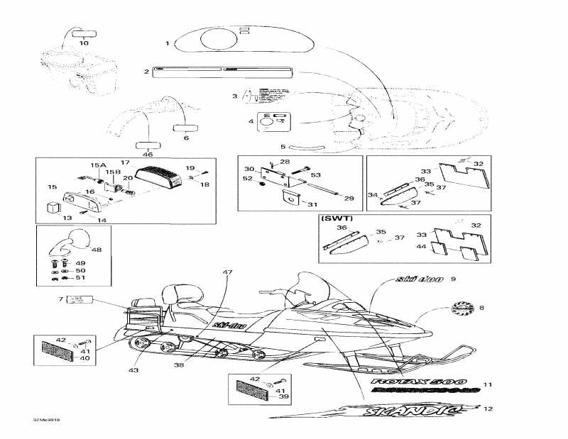 snowmobile ski-doo Skandic Super Wide Track, 1999 - Decals And Accessories
