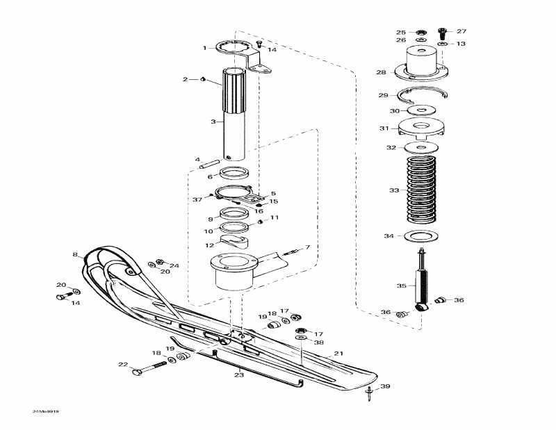 snowmobile Skidoo Skandic Wide Track, 1999  - Front Suspension And Ski