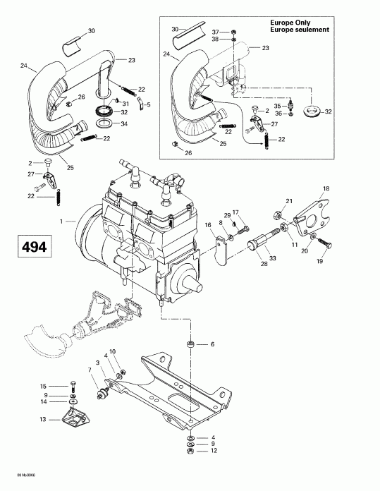  BRP SkiDoo  Summit 500/X 670, 1999 -  Sport  Muffler (494)