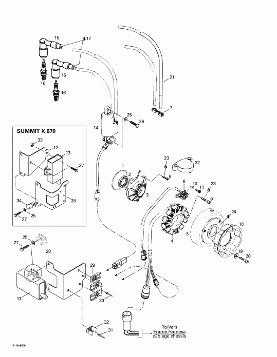 snowmobile  Summit 500/X 670, 1999  - Magneto 12v 220w