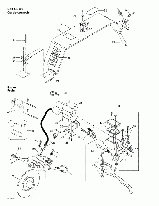 Skidoo Summit 500/X 670, 1999  - Hydraulic Brake And Belt Guard