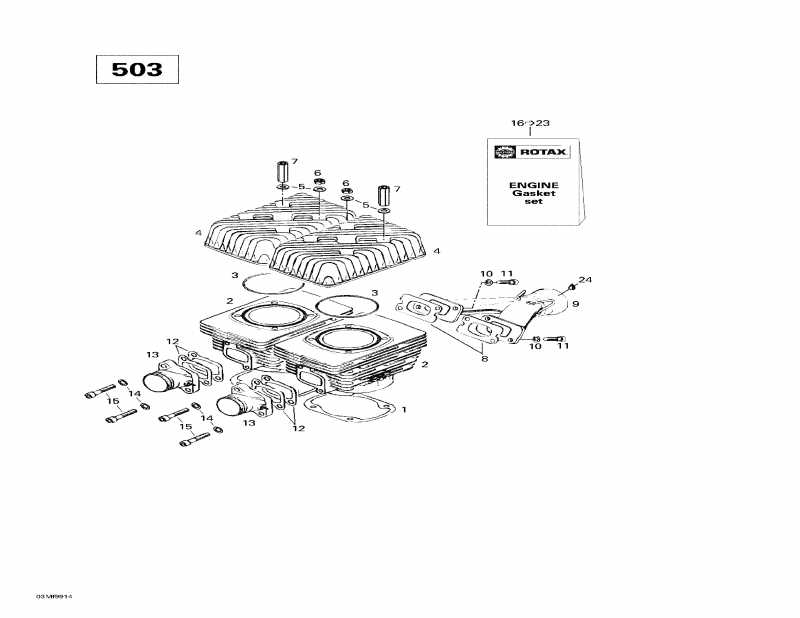  Skidoo  Touring LE, 1999 - Cylinder, Exhaust Manifold (503)