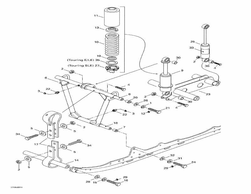 snowmobile Skidoo Touring LE, 1999 - Front Arm, Rear Suspension