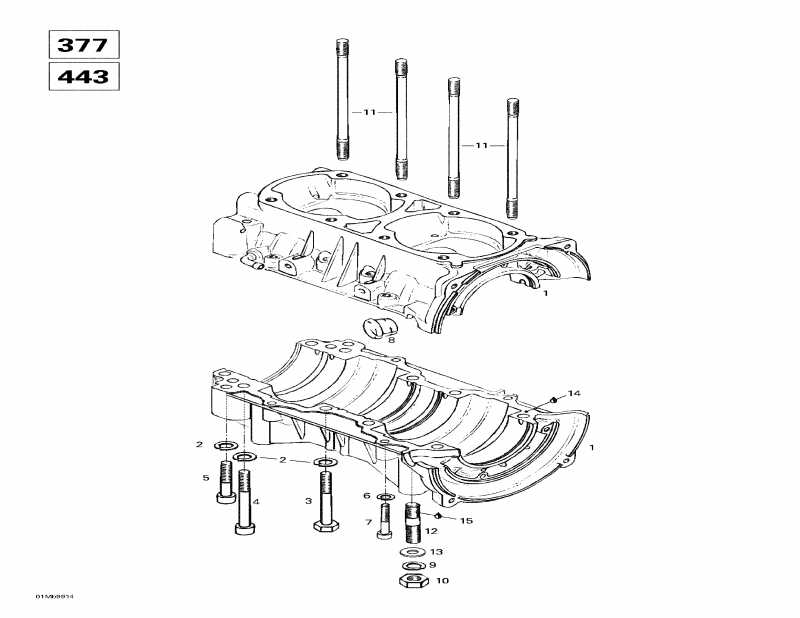 snowmobile Ski Doo  Touring SLE, 1999 - Crankcase (377, 443)