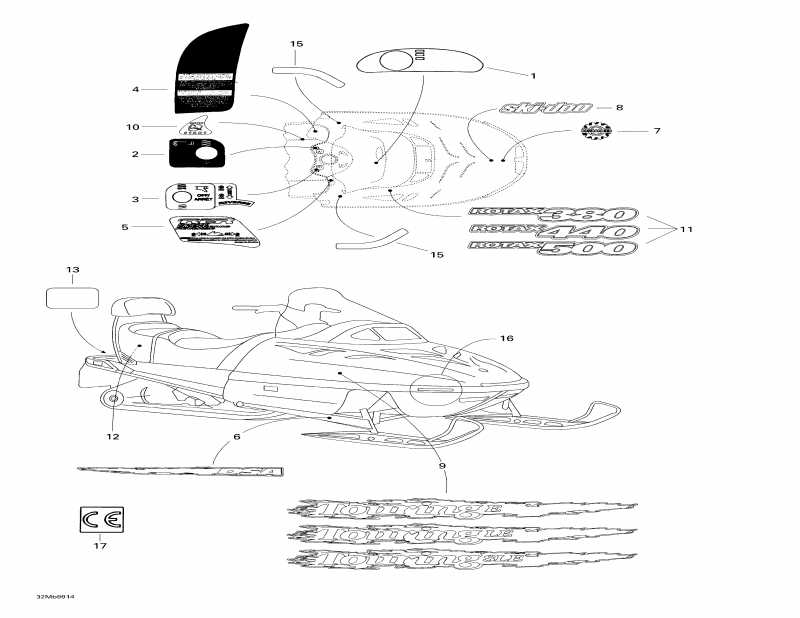 snowmobile SKIDOO Touring SLE, 1999 - Decals