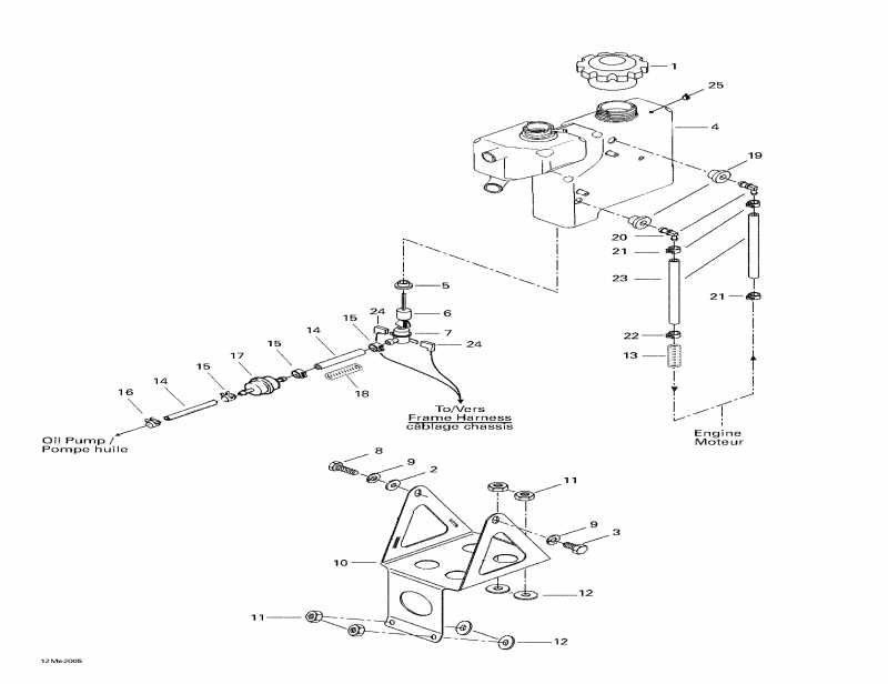  Ski-doo Formula 500 LC, 2000 - Oil Tank And Support