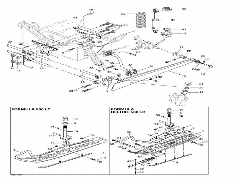 snowmobile Ski-doo  Formula 500 LC, 2000 - Front Suspension And Ski