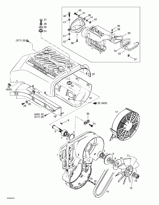  SkiDoo  Formula Deluxe 380/500, 2000 - Cooling System And Fan