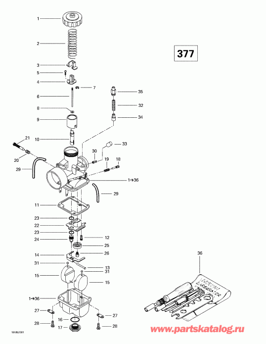  SKIDOO  Formula Deluxe 380/500, 2000 - Carburetors (377)