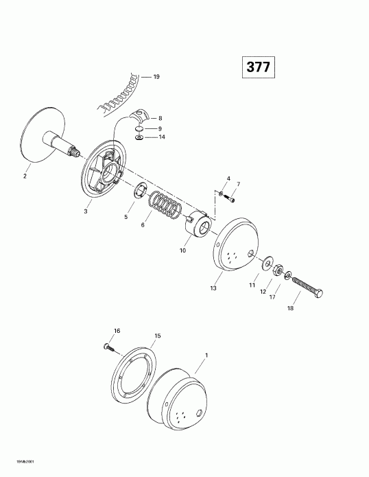 Skidoo  Formula Deluxe 380/500, 2000 - Drive Pulley (377)