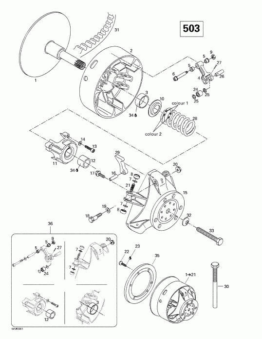  Skidoo Formula Deluxe 380/500, 2000  - Drive Pulley (503)