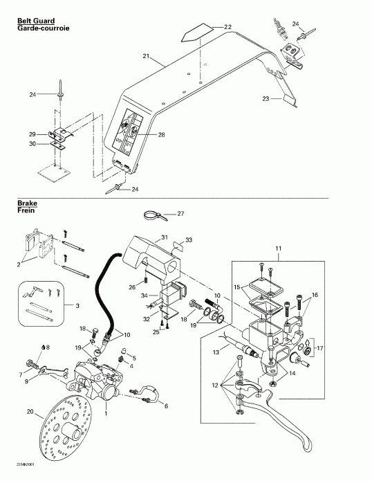  SKIDOO Formula Deluxe 380/500, 2000 - Hydraulic Brake And Belt Guard