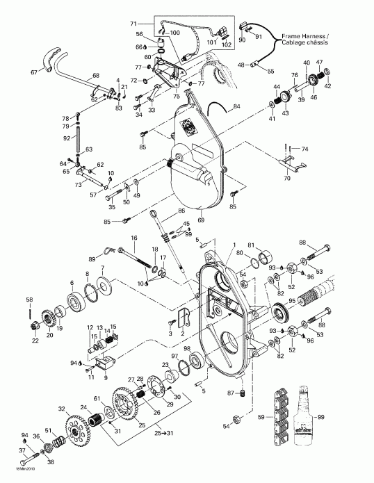 snowmobile Ski-doo Formula Deluxe 600/700, 2000 - Transmission