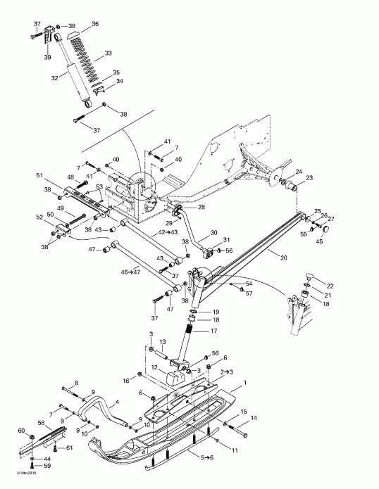 snowmobile Ski-doo Formula Deluxe 600/700, 2000 ������ - Front Suspension And Ski