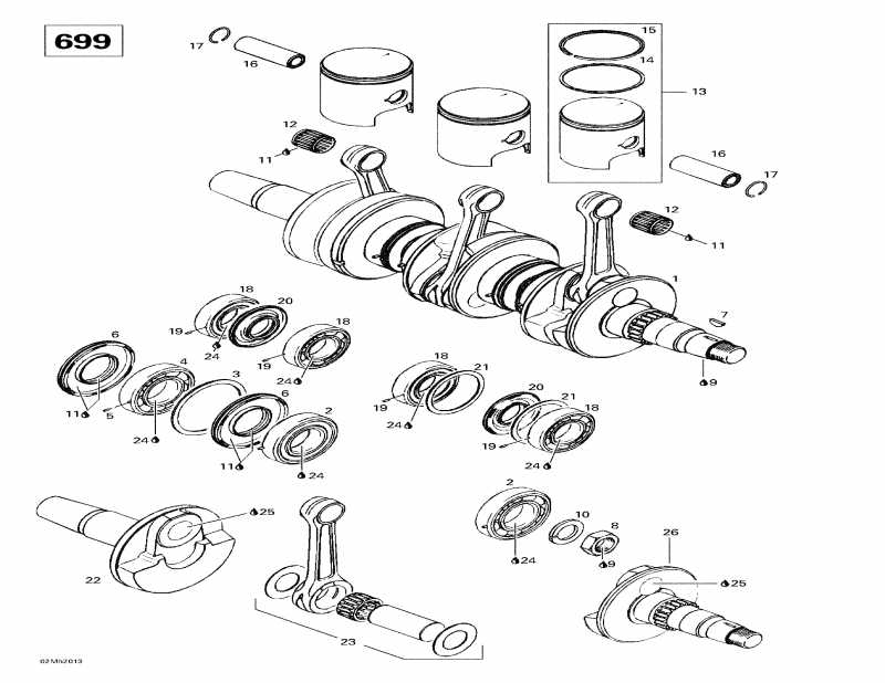  SkiDoo Formula III 700 R, 2000  - Crankshaft And Pistons
