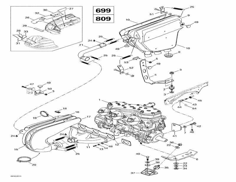 snowmobile  Formula III 800, 2000  - Engine Support And Muffler