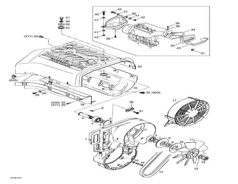 snowmobile Skidoo Formula S, 2000  - Cooling System And Fan