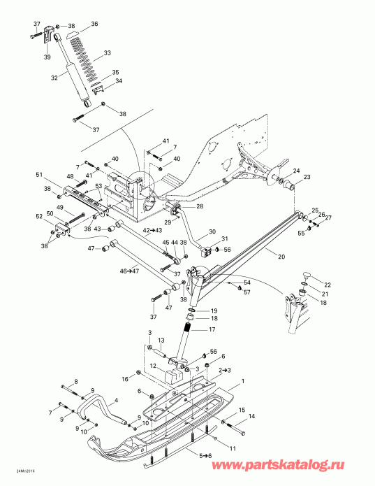 snowmobile ski-doo Formula Z 600/700, 2000 - Front Suspension And Ski