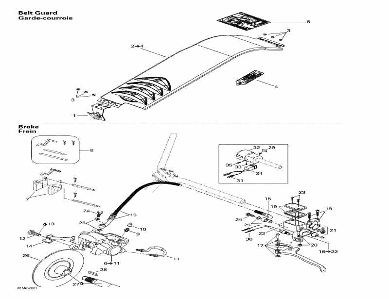 snowmobile  Grand Touring 600, 2000 - Hydraulic Brake And Belt Guard