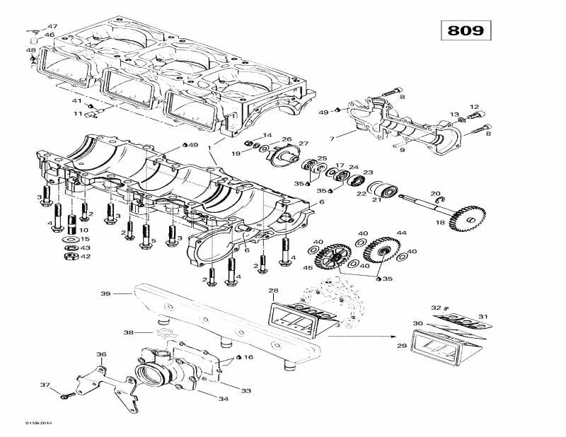 snowmobile Ski-doo  Grand Touring SE, 2000 - Crankcase, Reed Valve, Water Pump (809)