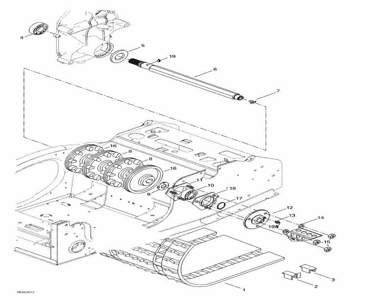 snowmobile Skidoo Mach 1 R, 2000 - Drive Axle And Track