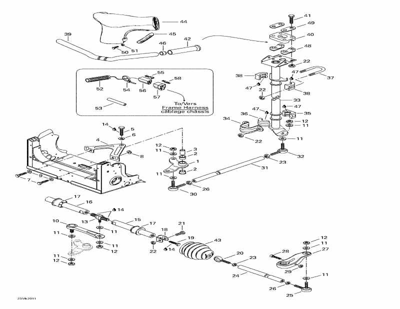 snowmobile Ski Doo Mach Z, 2000  - Steering System