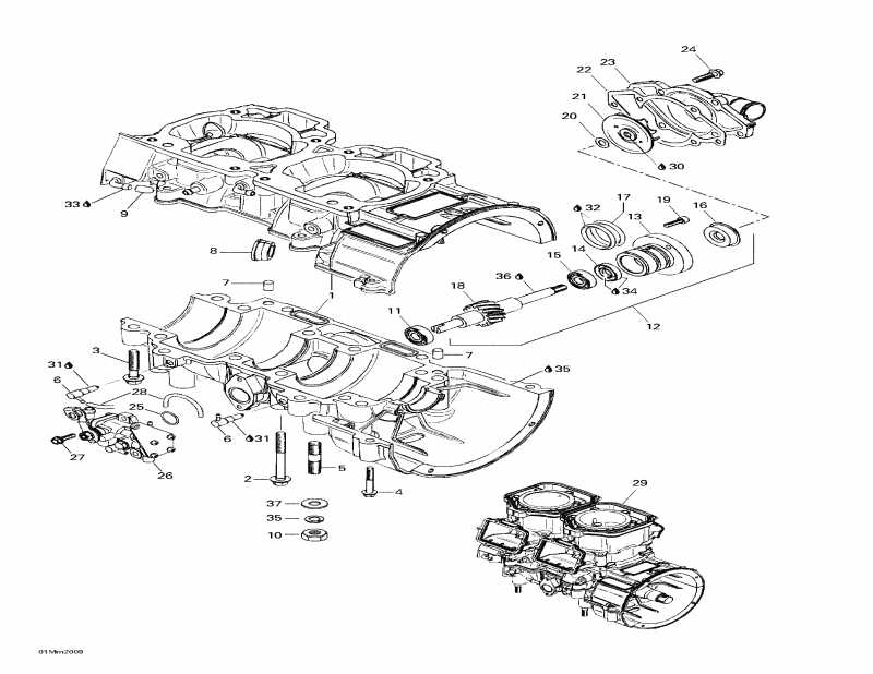 �������� Skidoo MX Z 600, 2000 ������ - Crankcase, Water Pump And Oil Pump