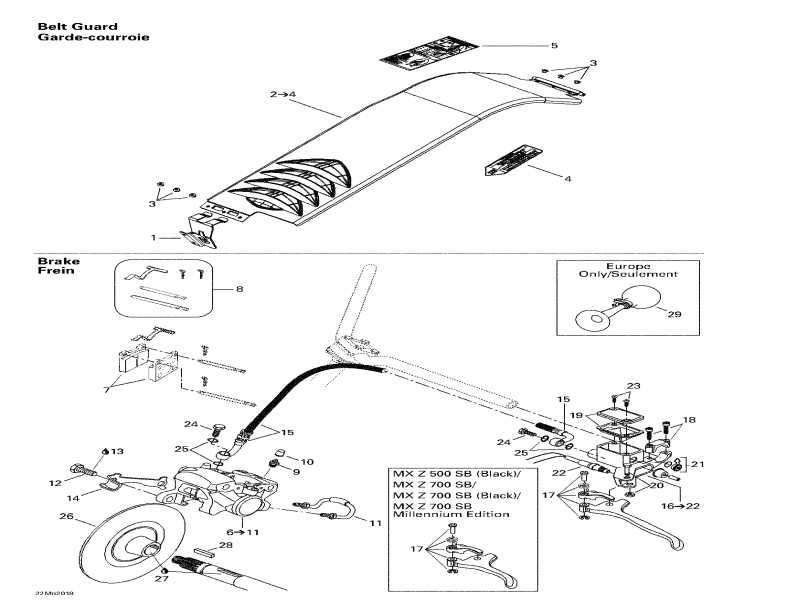 snowmobile ski-doo ������ MX Z 700, 2000 - Hydraulic ������ � Belt Guard