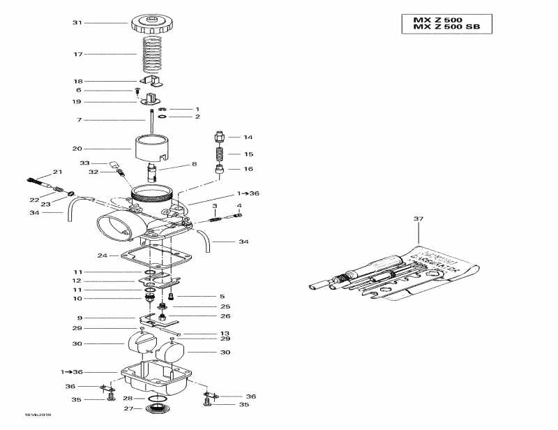 snowmobile Skidoo MX Z 700 SB (Black), 2000 - Carburetors