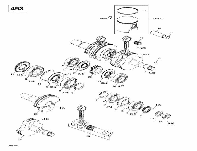 �������� Ski-doo ����������� MX Z 700 SB, 2000 - Crankshaft And Pistons