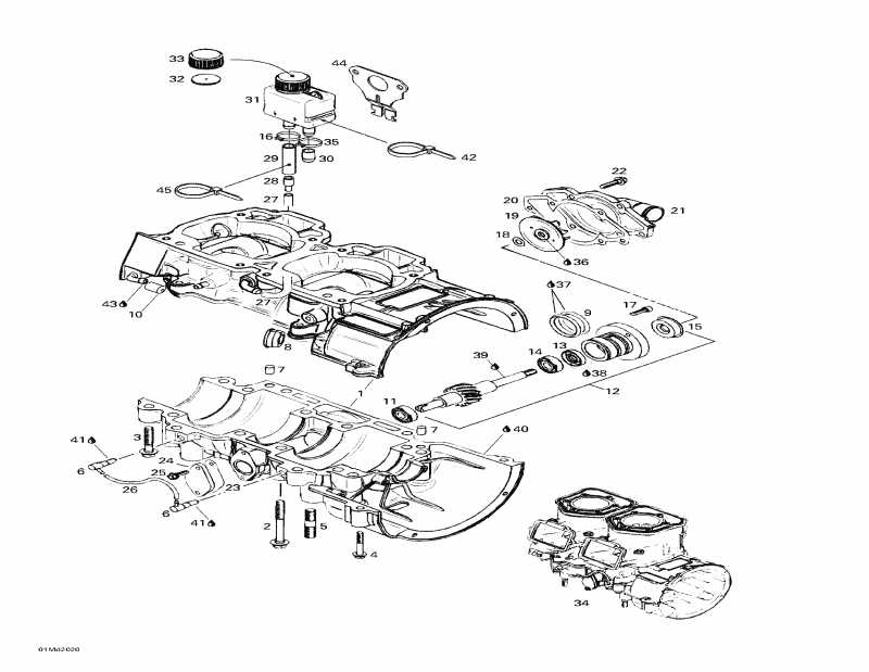 snowmobile Ski Doo MX Z X 440 LC, 2000  - Crankcase, Water Pump