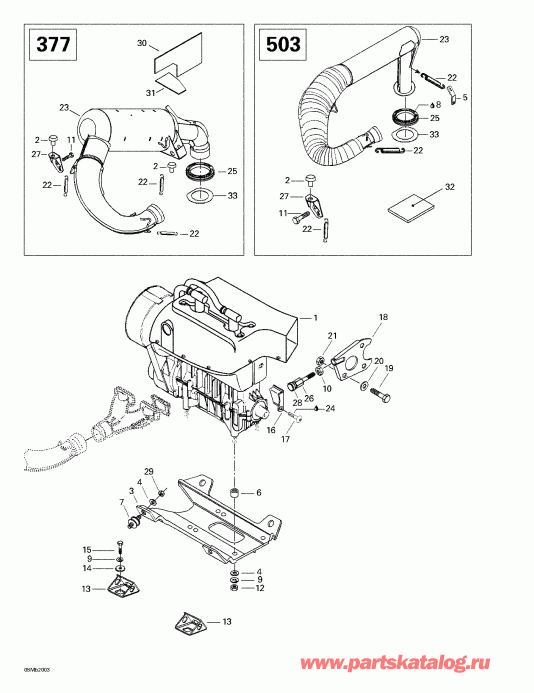 Skidoo  Skandic 380/500, 2000 - Engine Support And Muffler