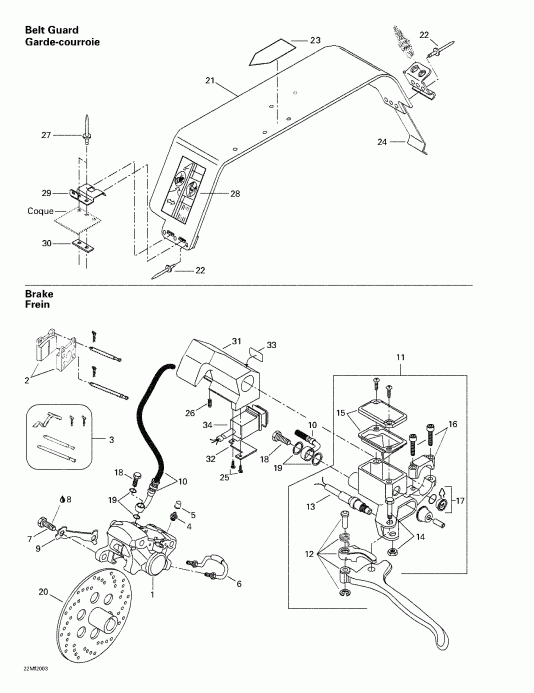 Skidoo  Skandic 380/500, 2000 - Hydraulic Brake And Belt Guard