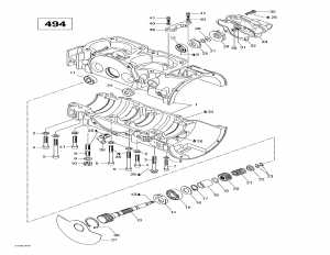 01-  , Rotary ,   (494) (01- Crankcase, Rotary Valve, Water Pump (494))