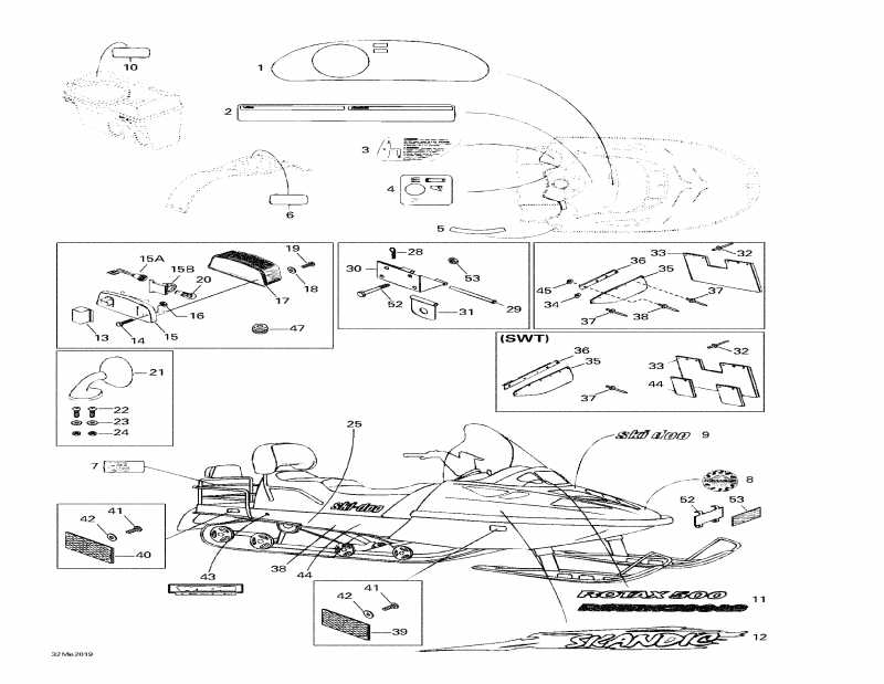 snowmobile  Skandic Wide Track, 2000 - Decals And Accessories