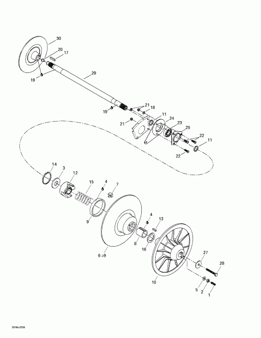  Skidoo Summit 600/SB, 2000  - Driven Pulley