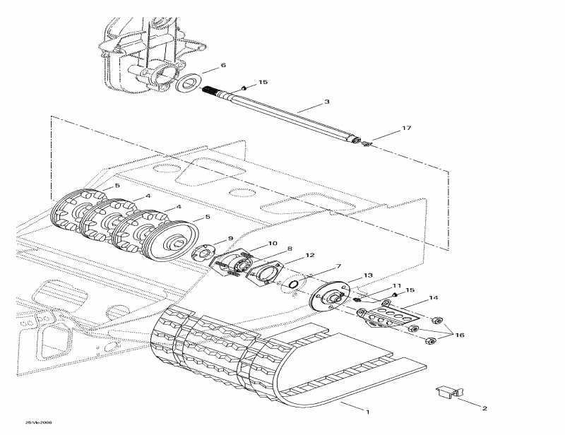 snowmobile Ski Doo Touring 500 LC, 2000 - Drive Axle And Track