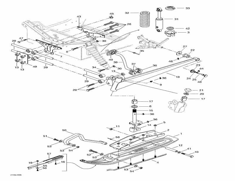 snowmobile BRP Touring 500 LC, 2000  - Front Suspension And Ski