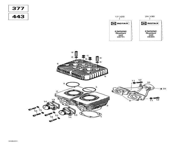    Touring LE, 2000 - Cylinder, Exhaust Manifold (377, 443)